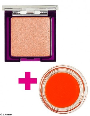 maquillage paupieres peche et bouche mandarine