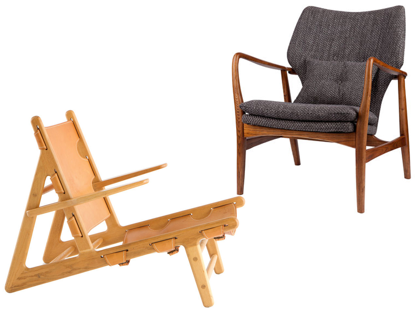 Fauteuil bois cuir
