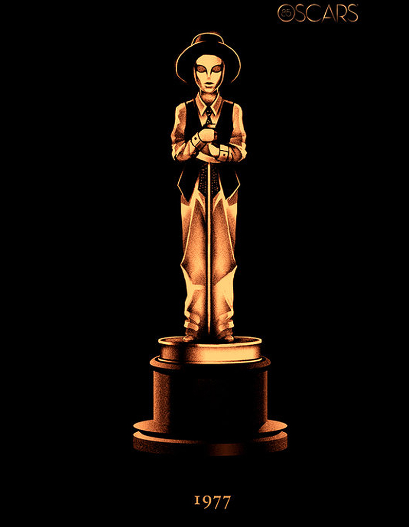 Annie Hall 85e cérémonie des Oscars la statuette dorée revisitée sur l’affiche officielle Elle