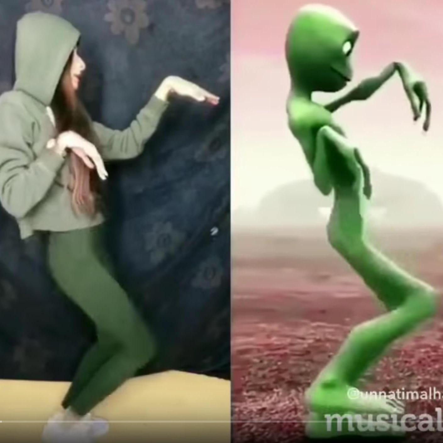 Зелёный человек танцует