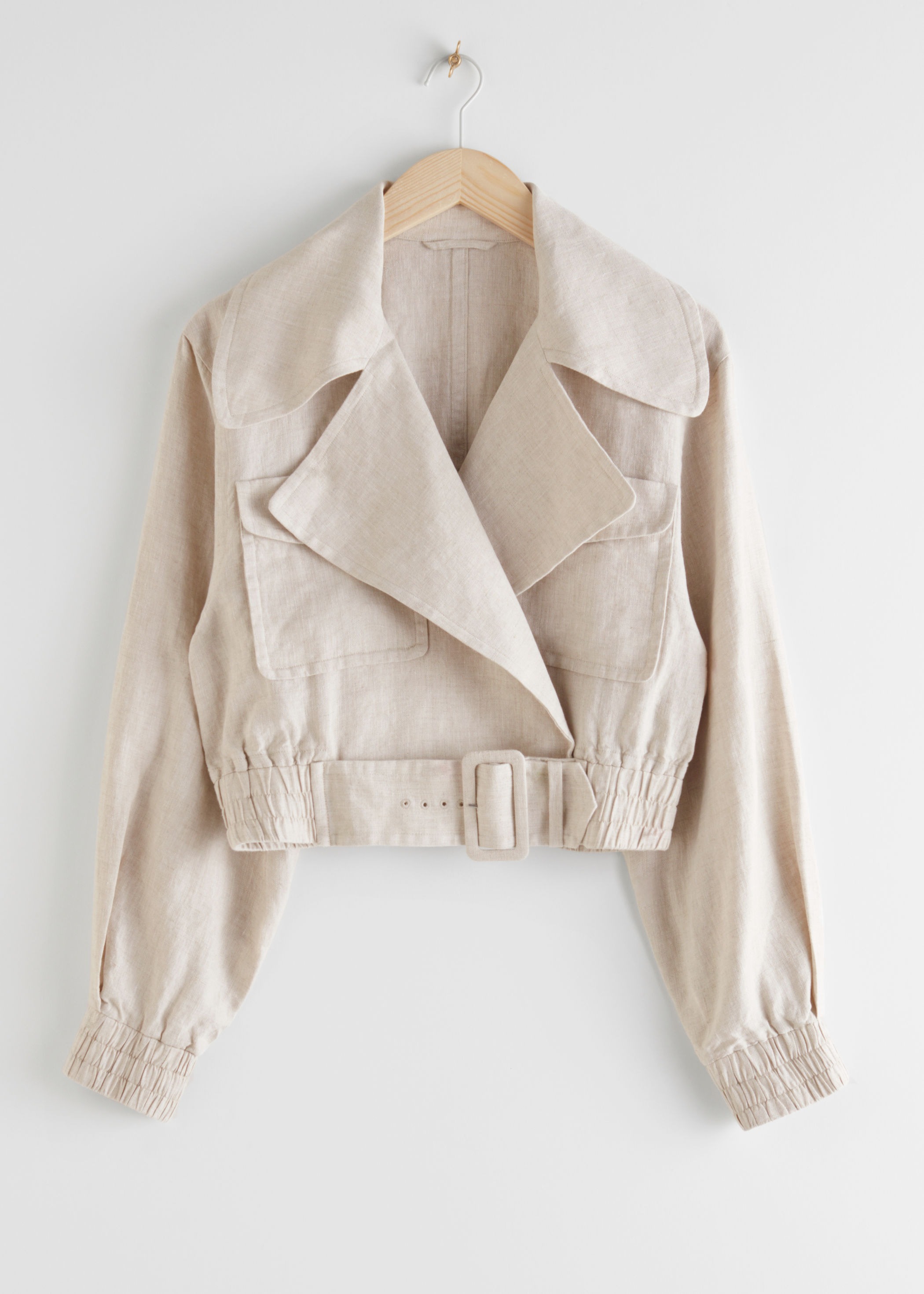 Veste biker femme beige en lin & other stories - Les plus belles vestes de biker pour femme 